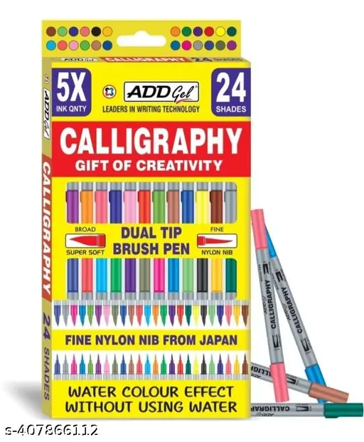 ADD GEL CALLIGRAPHY  DUAL TIP BRUSH PEN 24 SHADES GIFT PACK